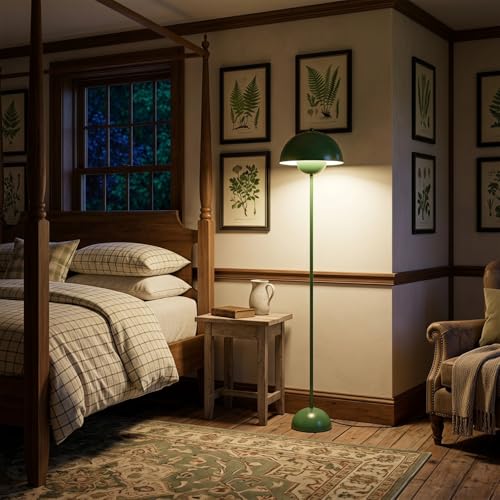 Image of Mid-Century Modern Metal Bud Floor Lamp for Home and Office, Hunter Green