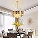 Rui Mao-Ca Hanging Lamp, Modern Crystal Chanderliers, Gold Round Modern Chandeliers for Dining Room, 8 Lights Pendant Light Fixtures with Adjustable Height