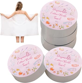 Coldcool Reusable Disposable Cotton Towels, 55x27 inch Large Compressed Travel Bath Towel, Quick Dry & Super Absorbent, Individually Wrapped for Camping, Beach, Hiking, Gym, 5 Count