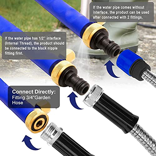Congdaren Jet Nozzle For Garden Hose Hydro Jet High Pressure Power Washer Wand Metal Pressure Washer Attachment With 2 Hydrojet Water Power Nozzle And Hose Quick Connector(Blue) #TOP4