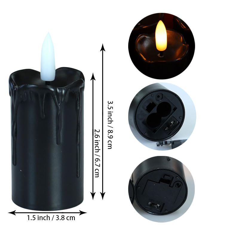 Image of CANDLE CHOICE Battery Operated Flameless Votives with Auto Daily Cycle Timer Long Lasting Realistic Black Wick Electric LED Candles Wedding Party Holiday Halloween Christmas Decorations 6 Pack Black
