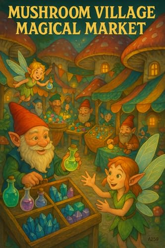 O Mercado Mágico da Vila Cogumelo – Pôster Ilustrado