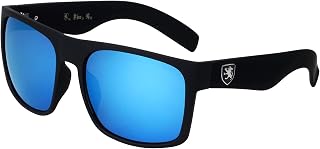 Khan Venturi - Color Mirror Lens Plastic Thick Temple Classic Square Frame Sunglasses