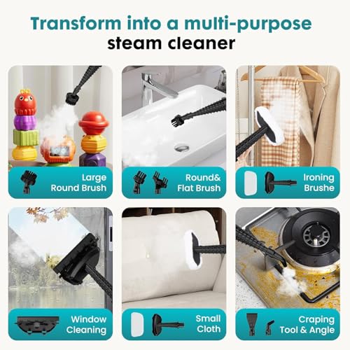 Steam Cleaner for Home, Handheld Floor Steamer Cleaner, Lightweight All in 1 Steam Mop Detachable Steamer for Hardwood Floor Tile Couch, 2 Washable Pads, 1550W 212°F Deep Cleaning, White and Green