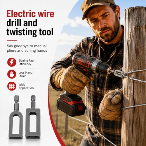 2 Pcs Electric Drill Wire Twisting Tool for Drill, Multifunctional Iron Wire Twister/Knotter with 1/4" Hex Shank, for Fencing, Rebar Tying, and Construction, Alloy Steel — additional product view