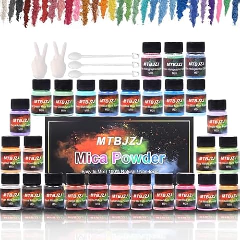 Mica Powder for Epoxy Resin, 28 Colors Pigment Powder - Metallic Mica Powder for Candle Dye, Lip Gloss Pigment, Soap Making, Slime Colorant, Paint, Bath Bombs, Lip Gloss (28 Color, 28 Color-140G) Cover
