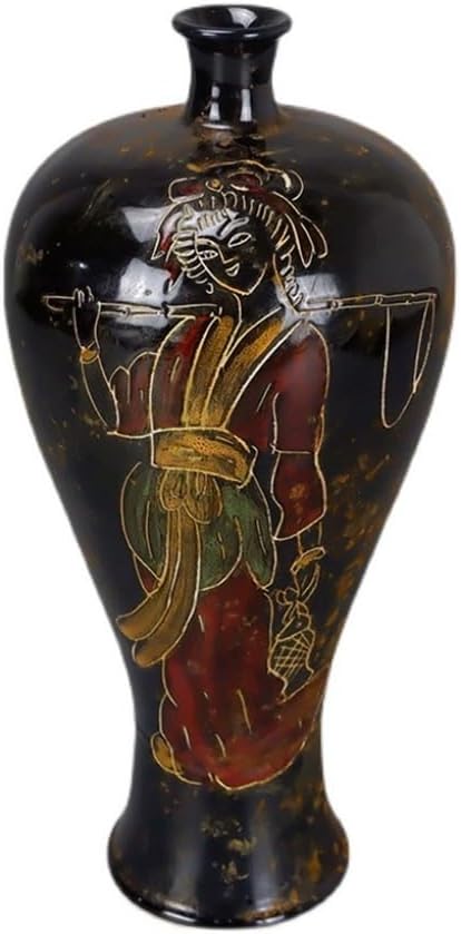 花瓶保草靖山造 馬紋 染付 角瓶 四角花生け 古い花器 古美術 骨董品
