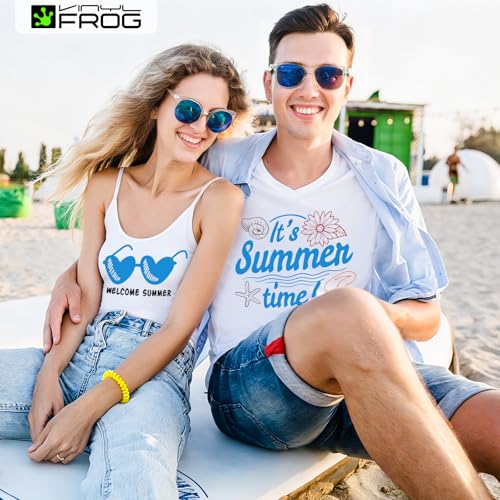 Image of Vinyl Frog Premium Ocean Blue HTV Heat Transfer Vinyl Rolls for T-Shirts 10 x 60 inches