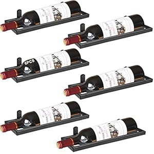 Bouteille de Vin Murale en Fer, Organisateur De Casier à Vin Suspendu en Métal, Wall Mounted Iron Wine Rack, Appliquer Au Support de Stockage pour Cave à Vin Decoration Murale au Salon (Noire 6)