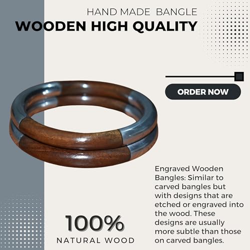 Image of Handmade Natural Wooden Bangles, Stylish Designs,Artisan Premium Quality for Women | Natural Wood Bangles Christmas Gift Jewelry for Her | Eco-Friendly Artisan Crafted Gift