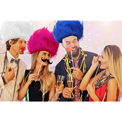 Blue Wig Hair Headband Costume Funny Wigs Blue Wigs for Women,Crazy Wigs for Halloween Costume Cosplay and Party (2PCS White, Short)
