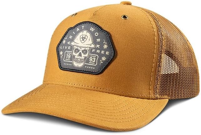 ARIAT Mens Richardson 112 Work Cap Snap Back Skull Patch Tan A290001308