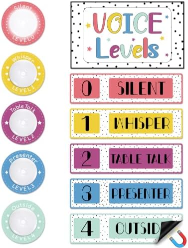 ClassyWhimsy 16Pcs Push Light and Magnetic Voice Level Chart Colo...