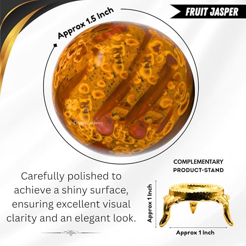 Image of Certified Crystal Fruit Jasper Ball for Meditation - Premium Crystal Vastu Items for Home and Feng Shui Items for Good Luck - Ideal for Pooja Supplies and Spiritual Practices (1.5 Inch)