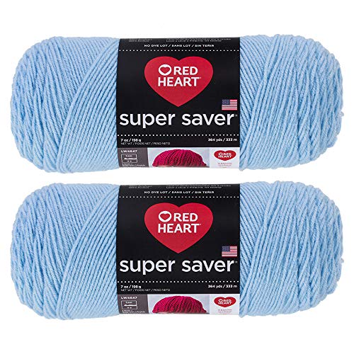 Bulk Buy: Red Heart Super Saver (2-Pack) (Light Blue 7 oz Each Skein)