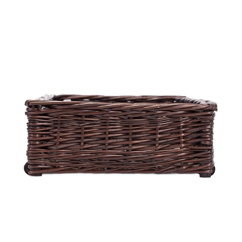 Corbeille de rangement, Panier en osier pour présenter la viennoiserie,Corbeille de présentation Plateau,caisse,Panier d'osier clair rectangulaire (60x40 H12, Maron/gris)