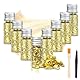 8 Flasche Blattgold Essbar, Dessert Goldfolie Flocken Multifunktion Blattgold Blätter Lebensmittel-Goldfolie Dekoration für Mousse-Kuchen Backen Schokolade Kunsthandwerk Dekoration(+1 Clip+1 Pinsel)