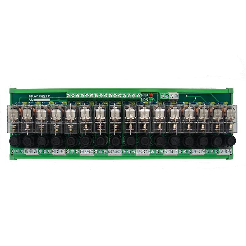 16 Channel 1 SPDT DIN Rail Mount G2R 24V DC/AC with Fuse Interface Relay Module