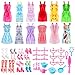 ASANMU 50 Pezzi Vestiti e Accessori per Bambole Dolls, Abito per Dolls Gonna Moda Scarpe Oggetto Rosa Grucce per Bambole Dolls Accessori per della Ragazza Compleanno Regalo Natale Giorno dei Bambini