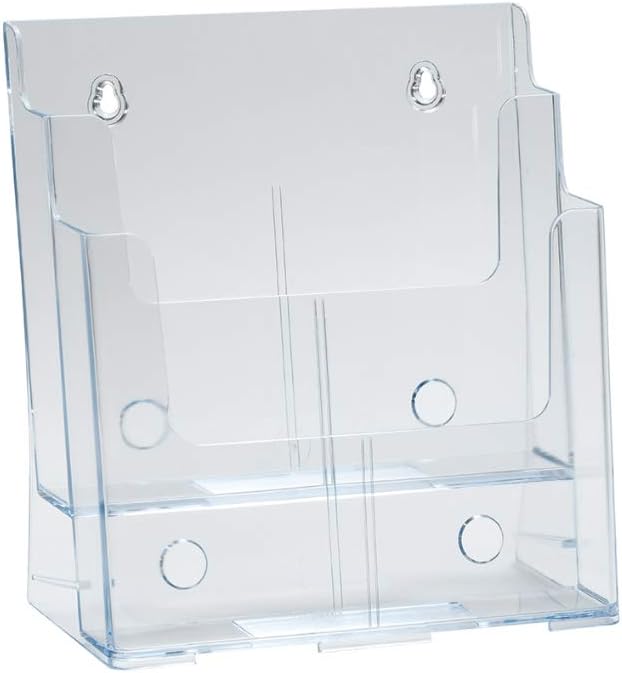 Azar Displays, 252377, Clear Four-Tier Eight-Pocket Trifold Brochure Holder, Document Holder Desk Organizer for Countertop or Wall Mount Menu Holder Display Stand for Flyers, Leaflets and Pamphlets