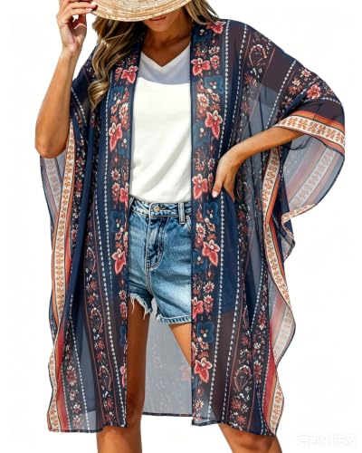 Image of Women's Kimono Beach Cover up for Summer Bathing Suits Cardigans Casual Loose Swimwear 2026