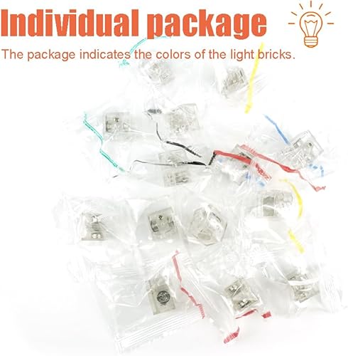 Miniatura 6 de Paquete de accesorios de kits de ladrillos iluminados, 14 piezas de bloques de construcción LED transparentes clásicos de 2 x 2, compatibles con las