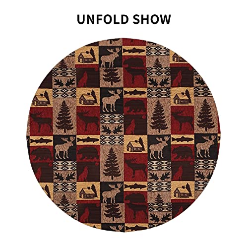 Tedismc Rustic Lodge Bear Moose Deer Round Tablecloth 60 Inch Washable Polyester Water Resistant Spill Proof Table Cover Mat For Dining Kitchen Home Party Wedding Decoration,Black,One Size #TOP5