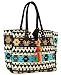 TribeAzure Blue Aztec Large Tote Shoulder Bag Handbag Quilted Canvas Books Market Beach College Picnic