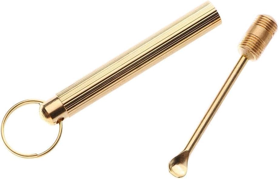 Gold Folding Type Copper Ear Wax Removal, Earwax Cleaner Ear Spoon, Portable Ear Wax Removal Tool Attached Key Ring Mini Tool Supplies Beauty and Personal Care
