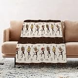 EOMKSE Mantas para Sofá de Franela Suave y Acolchada - Manta Polar Microfibra,Manta de sofá,de Cama o de Sala de Estar,Nativos Europeos enmascarados Bailando danzas locales130x150cm