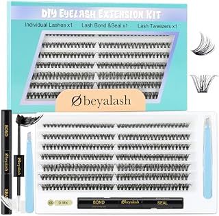 Sztuczne Rzęsy D Curl Cluster Lashes Eyelashes Individual 10mm 12mm 14mm Lashes Individual Cluster Thin Band Fluffy Lash Individuals DIY Przedłużanie Rzęs at Home by Obeyalash (DL01)