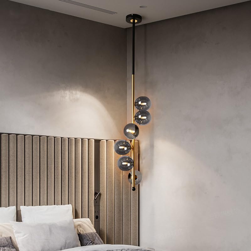 Image of CITRA 6 Light LED Gold Smokey Ball Pendant Lamp Ceiling Light for Home and Office - Warm White