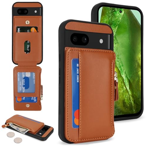 Image of Cavor for Google Pixel 8a Case Wallet with Card Holder, Brown
