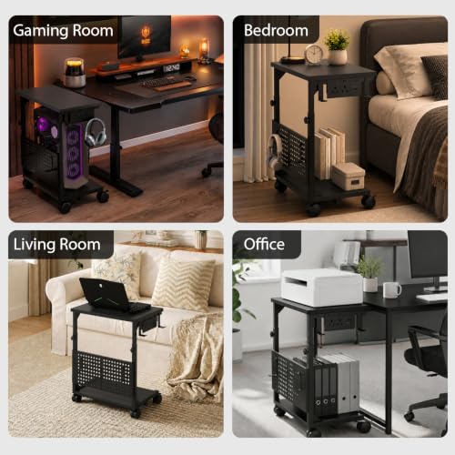 TFK Adjustable Computer Tower Stand with Charging Station & Pegboard,Black by TFK - Used condition - Image 8