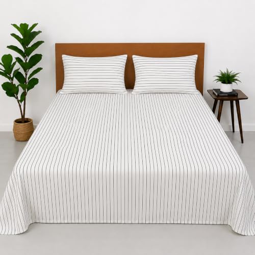 Image of 100% Cotton King Bedsheet Set with 2 Pillow Covers,300 Thread Count, Soft, Breathable, Wrinkle Resistant & Fade Resistant,Print-44, King Size 108x108Inches