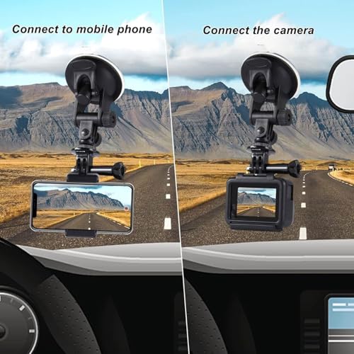 Image of PHOTOMAX Solutions Car Windshield Suction Cup Mount with 1 /4 inch Tripod Screw Super Clamp for DSLR Camera (Universal Mini Camera Suction Mount)