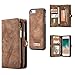 Produktbild CONGCASE Compatible with iPhone 7/8 (4,7 Zoll) Fall Multifunktionsreißverschluss-Geldbeutel-Haken-Art abnehmbare Entwurfs-Schlag-hohes Bauholz-PU-Leder-Geldbörse mit Kartenschlitzen (Color : Brown)