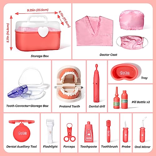 Dentist Kit for Kids with Pretend Teeth, Dental Accessories and Dress Up Costume - Kids Dentist Kit Play Set - Pretend Play Gift for Kids Toddlers Ages 3 4 5 6 Year Old for Role Play - Thumbnail 7
