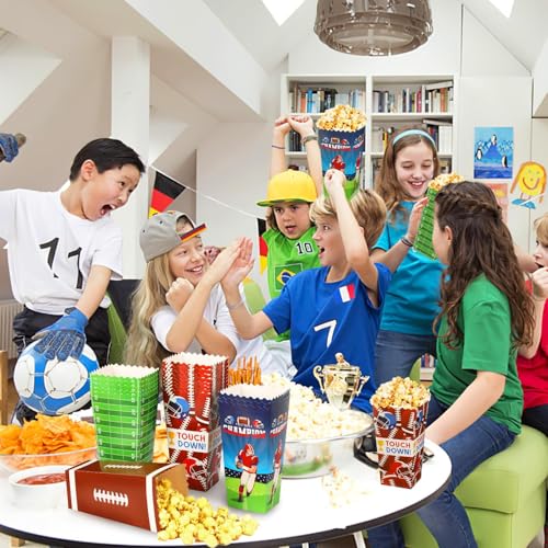 Image of 32 Pack Football Popcorn Boxes 4 Styles Popcorn Bags Buckets Container Holder 2025 Football Party Supplies