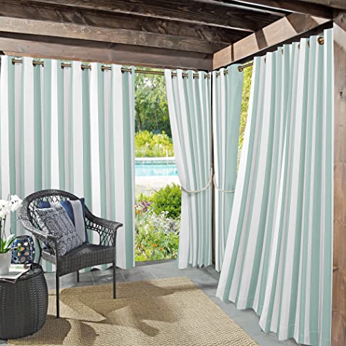 Sun Zero Valencia Cabana Stripe - Juego de 2 Paneles de Cortinas con Ojales para Interiores y Exteriores, protección UV, eficiencia energética