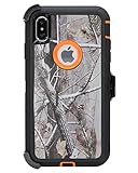 WallSkiN Case for iPhone Xs Max (6.5”) Heavy Duty Full Body Military Grade Drop Protection Carrying Cover Holder | Holster for Men Belt with Clip Stand – Camouflage