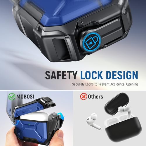 Image of MOBOSI for AirPods Pro 3 Case [IP68 Waterproof Case for iPods Pro 3&Compatible with MagSafe] Military Grade Protective Earpods Pro3 Cover with Secure Lock, Keychain & Phone Stand (2025),Royal Blue