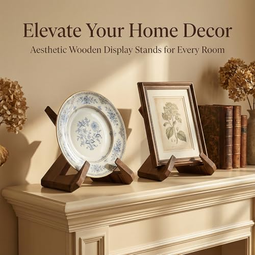 image for Yuanan 4 PCS Bowl Display Stand, 6.5 Inch Wooden Plate Stands Plate St
