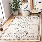 SAFAVIEH Kilim Collection Area Rug - 6' x 9', Ivory & Black, Handmade Flat Weave Jute, Ideal for High Traffic Areas in Living Room, Bedroom (KLM762A)