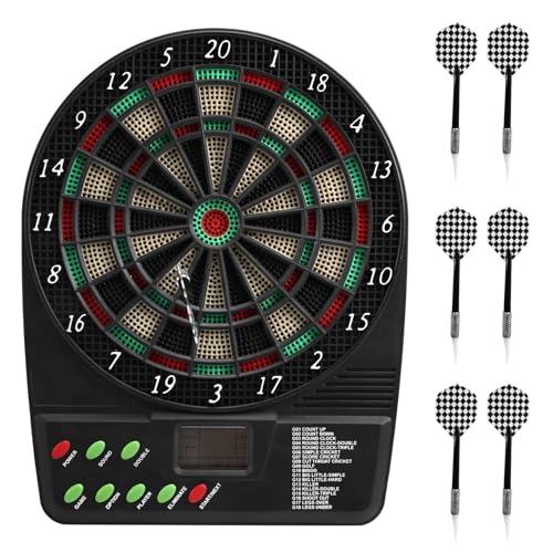 Hxhsgmeh Juego de Dardos Electrónicos con Tablero de Dardos con Puntuación Automática, Sonido de Aviso, Juguetes para la Familia y la Oficina