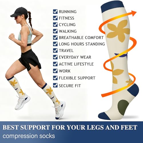 Image of Sooverki Compression Socks for Women and Men Circulation (3 /4 Pairs) is Best Support for Running Athletic Cycling Hiking