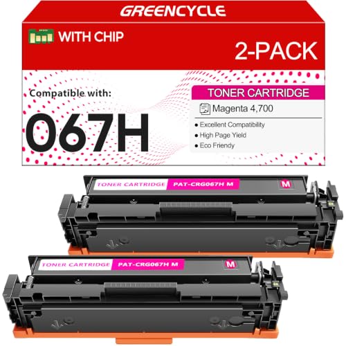 Image of greencycle 067H Magenta Toner Cartridges High Yield [with Chip] | Compatible Replacement for Canon 067 067H CRG067H for ImageCLASS MF656Cdw LBP632Cdw MF652Cdw MF654Cdw MF653Cdw (2Pack 067HM)