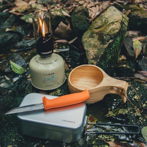 Fire-Maple Camping Gaslaterne Glas Stahl Aluminium Propan oder Isobutanbrennstoff Einstellbare Helligkeit Campinglaterne Keine Mantel erforderlich Campingausrüstung Notwendigkeit für Notfälle Schwarz