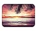 Produktbild BagsPillow Doormat Palm Tree Decor Tropical Beach Under Shadow at Sunset Ocean WaveSerenity in Natural Paradise for Bedroom Living Room Dorm Purple.jpg