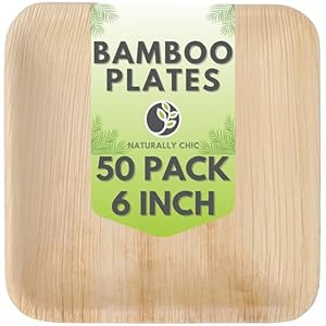 Small 6 Inch Square Palm Leaf Dessert Plates – 50 Pack – Same as Disposable Bamboo Plates for Appetizers and Cocktails – Compostable and Eco-Friendly